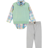 Infant Plaid Poplin and Sweater Vest Set
