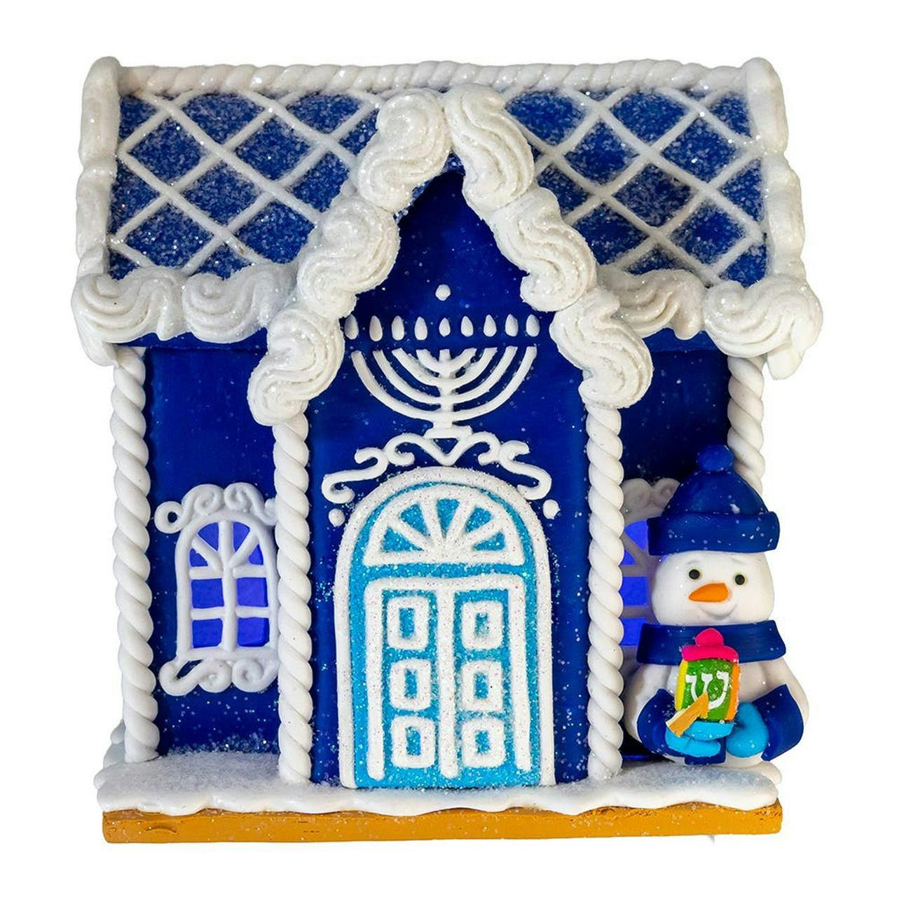 Kurt Adler 4-Inch Clay Dough Hanukkah LED House Table Piece