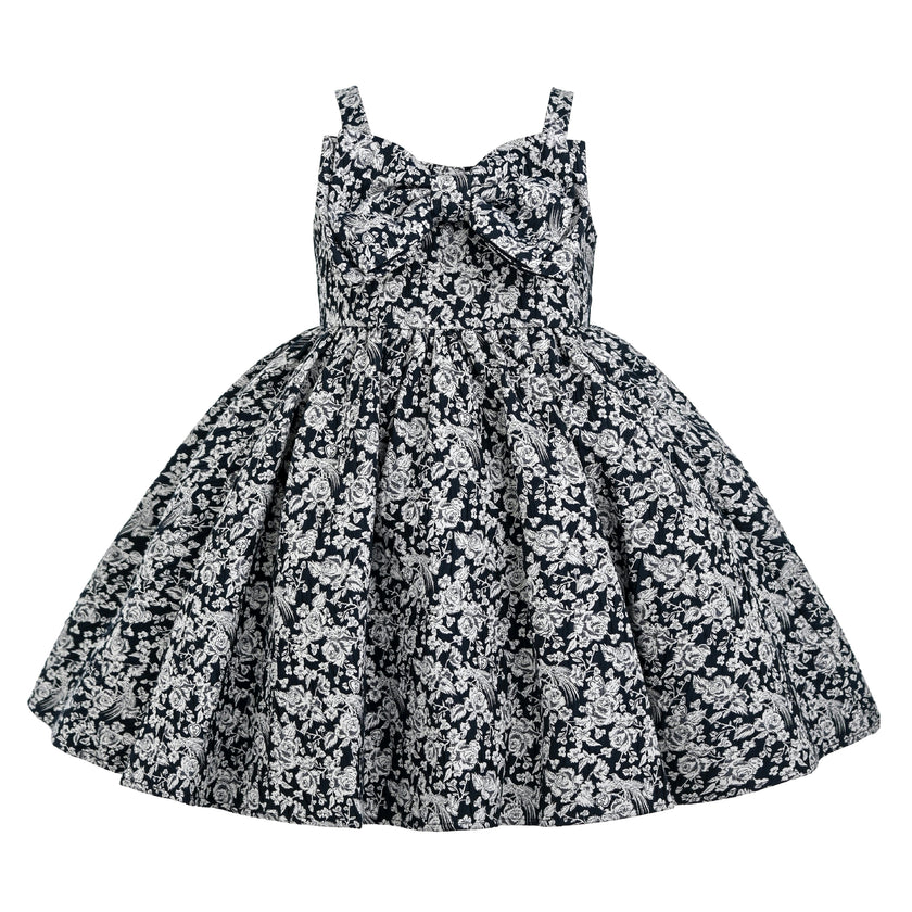 Blue Danica Floral Bow-Front Dress