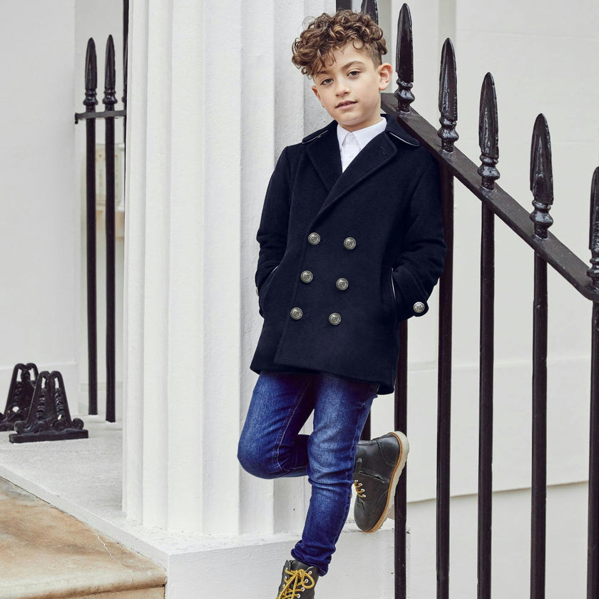 Lambeth Cashmere Reefer Coat - Ink Blue