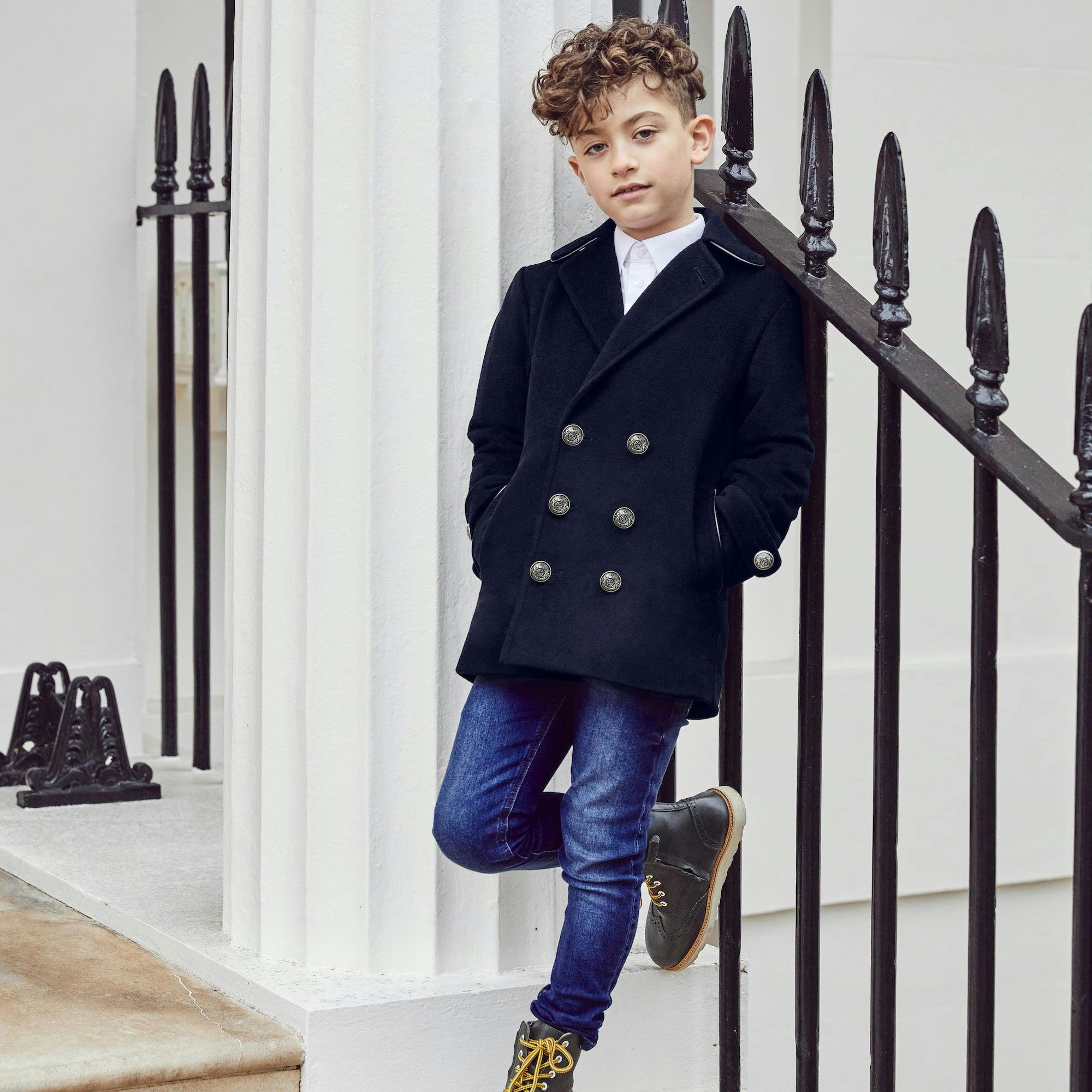 Lambeth Cashmere Reefer Coat - Ink Blue