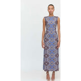 The Sloane Dress - Brown Cobalt Medallion