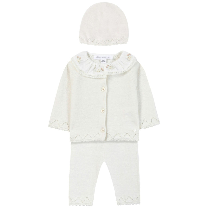 TARTINE ET CHOCOLAT Delicate Knit Baby Set - Nacre