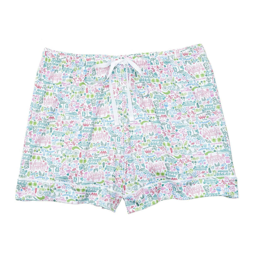 Palm Beach Women's Button Front Short Pajama Set, Multi