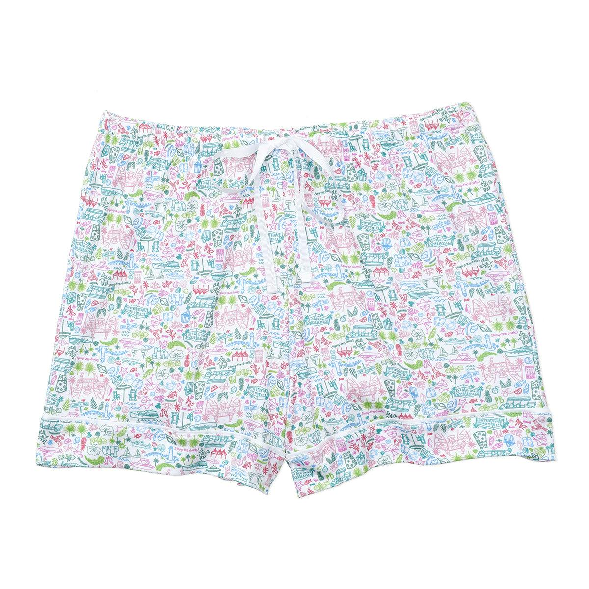 Palm Beach Women's Button Front Short Pajama Set, Multi