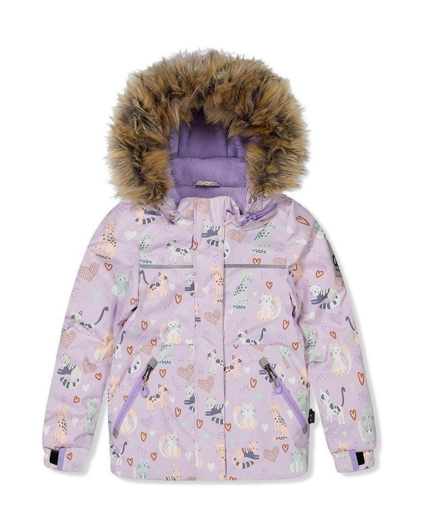 Two Piece Discover Snowsuit Purple Printed Cats