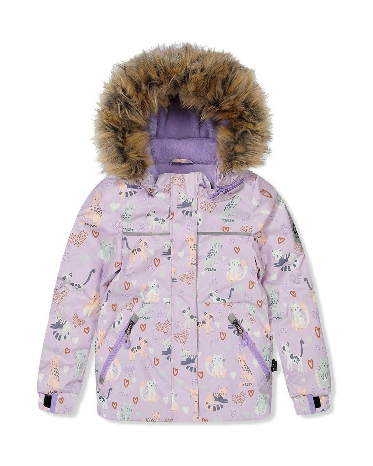 Two Piece Discover Snowsuit Purple Printed Cats