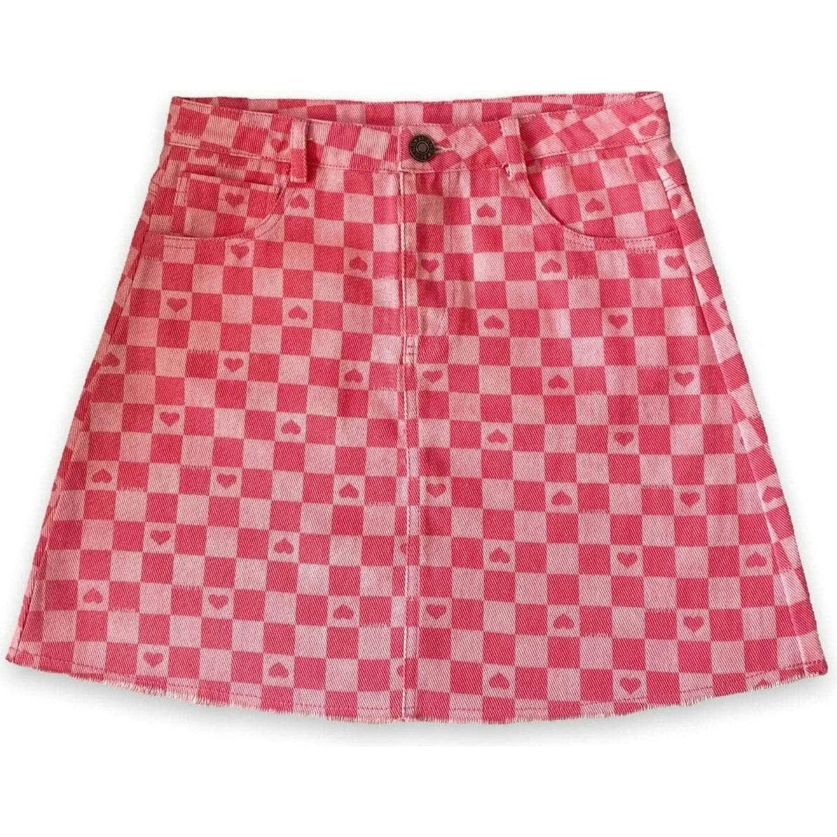Checked Love Denim Skirt