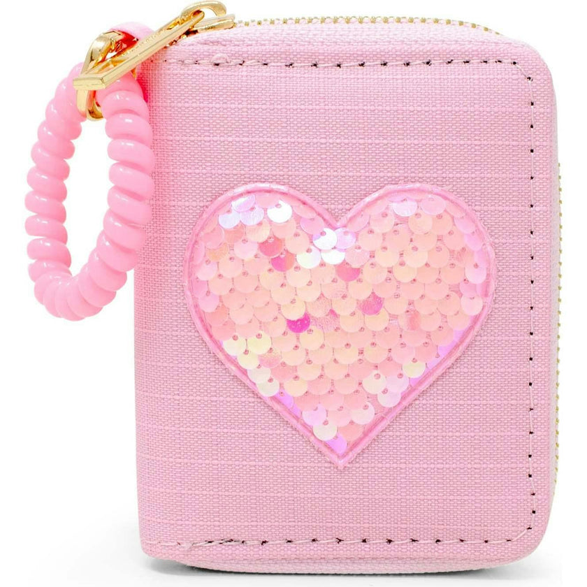 Sequin Heart Spiral Strap Wallet