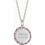Personalized Pink October Signature Necklace, Sterling Silver