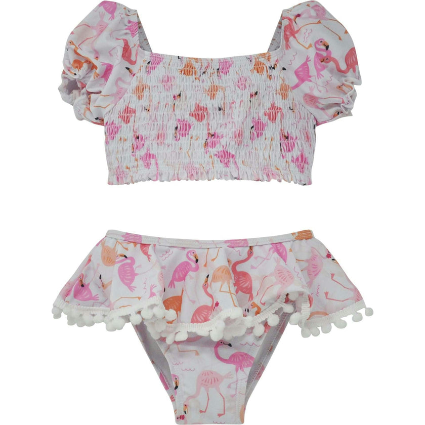 UPF 50+ Gemma Two Piece Smocked Pom-Pom Swimsuit