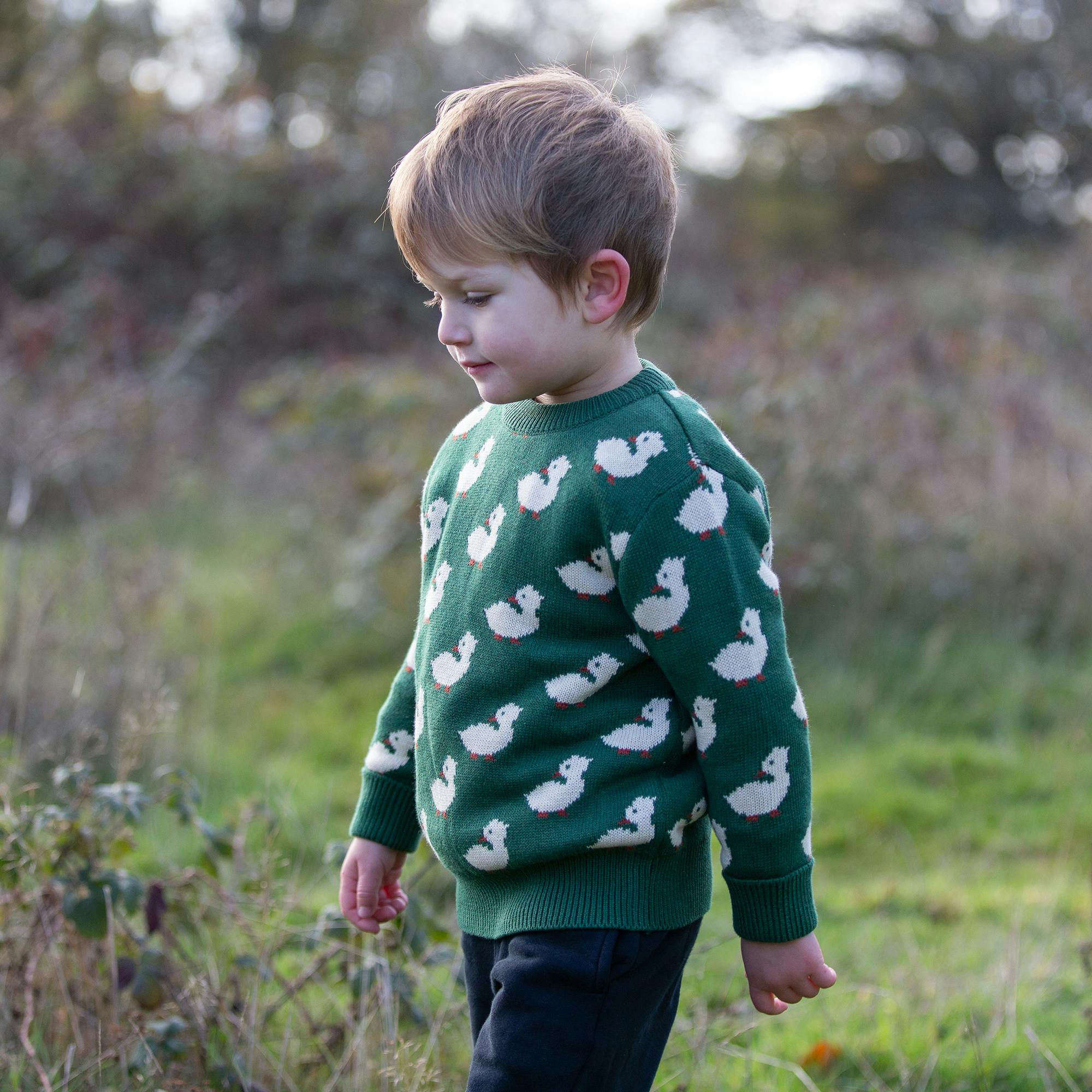 Olive Ducks Snuggly Knitted Jumper, Green