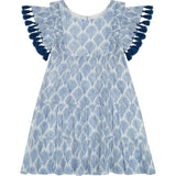 Sophie Girl's Tassel Dress Navy Feather, Blue