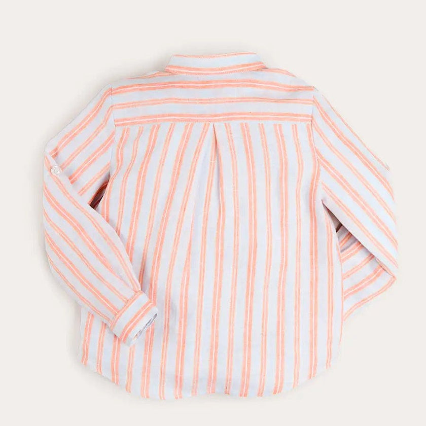 August Stripe Mao Collar Shirt in Orange (18mths- 10yrs)