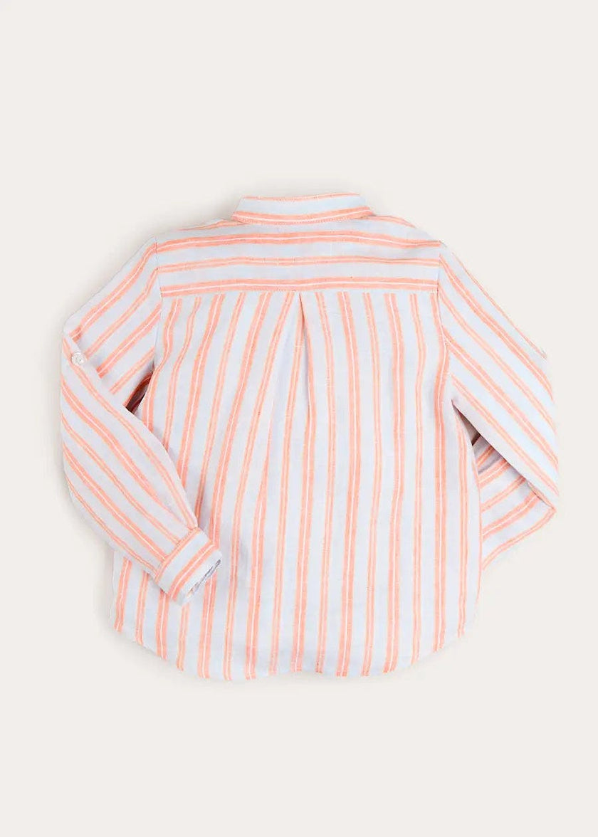 August Stripe Mao Collar Shirt in Orange (18mths- 10yrs)