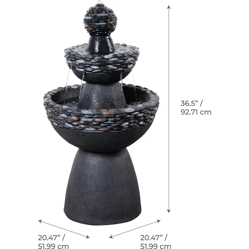 Teamson Home 3-Tier Zen-Style Outdoor Water Fountain with Realistic Stone Finish