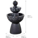Teamson Home 3-Tier Zen-Style Outdoor Water Fountain with Realistic Stone Finish