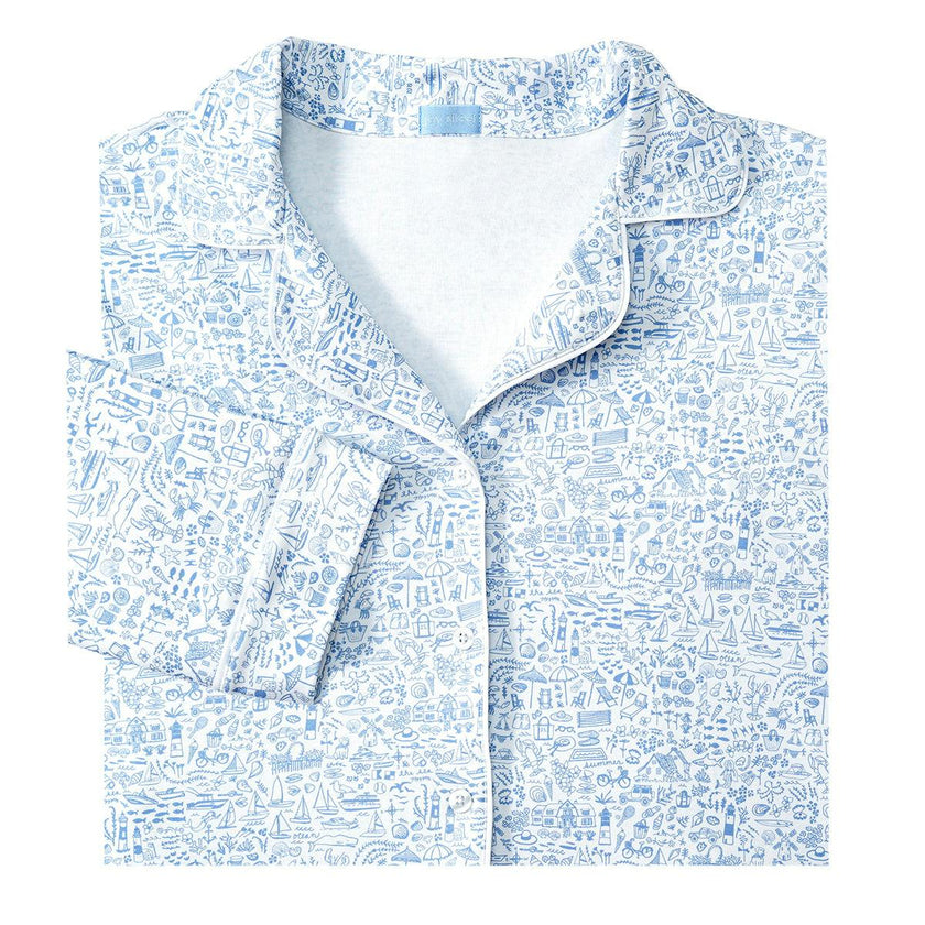 Seaside Women’s Button Front Long Pajama Set
