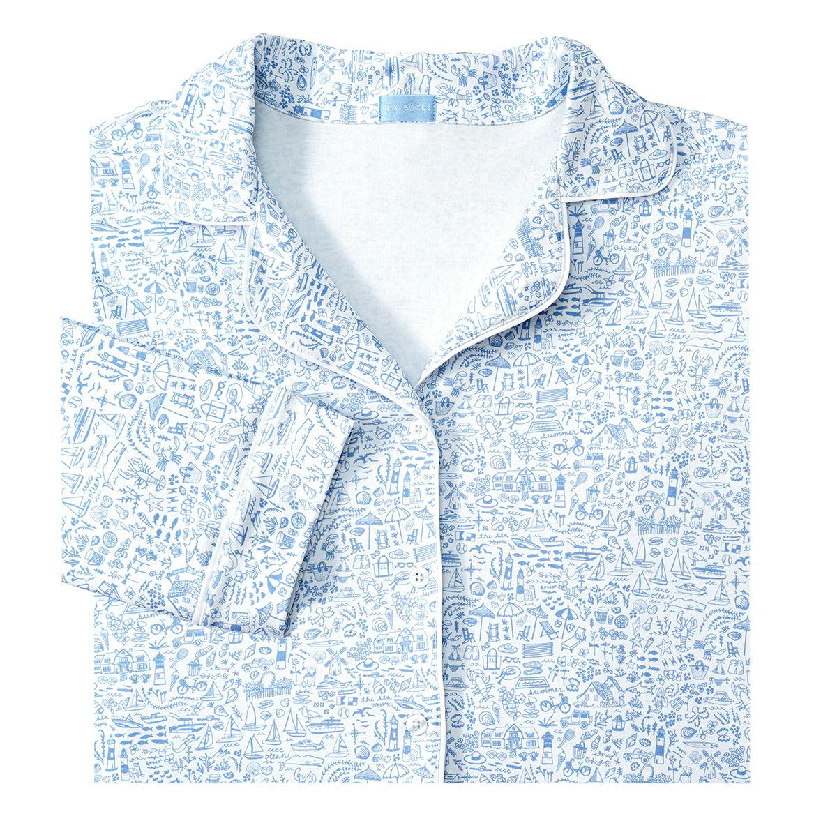 Seaside Women’s Button Front Long Pajama Set