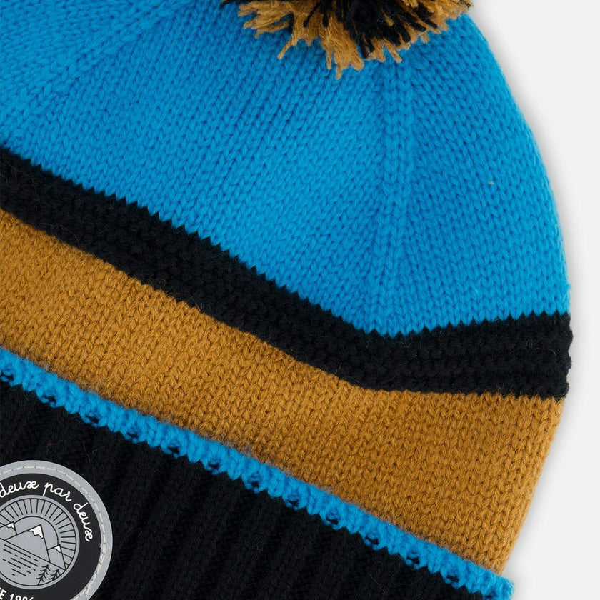 Ribbed Knit Pompom Beanie Hat