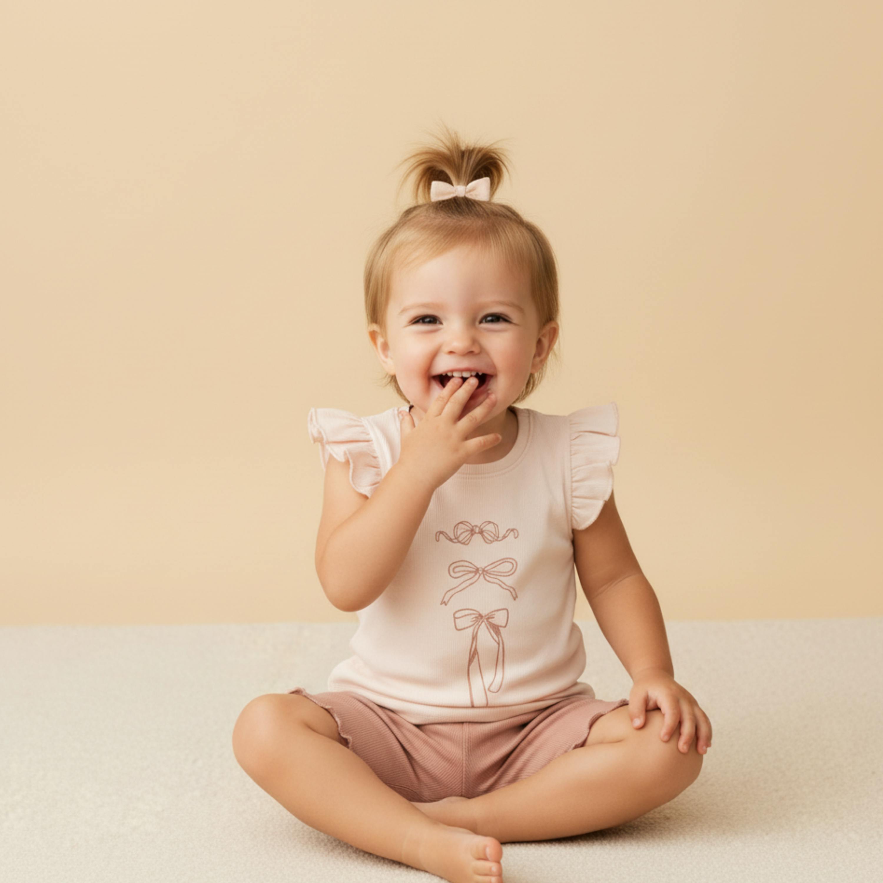 Organic Sleeveless Flutter Top & Shorts Set - Bows