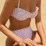 women's orchid floral mid rise bikini bottom