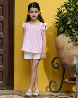 Clelia Top Pink Vichy Plumetis