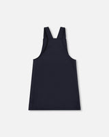 Milano Jumper Dress Navy Blue with Buckle Detail