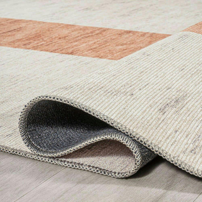 Raita Modern Distressed Stripe Machine-washable Area Rug