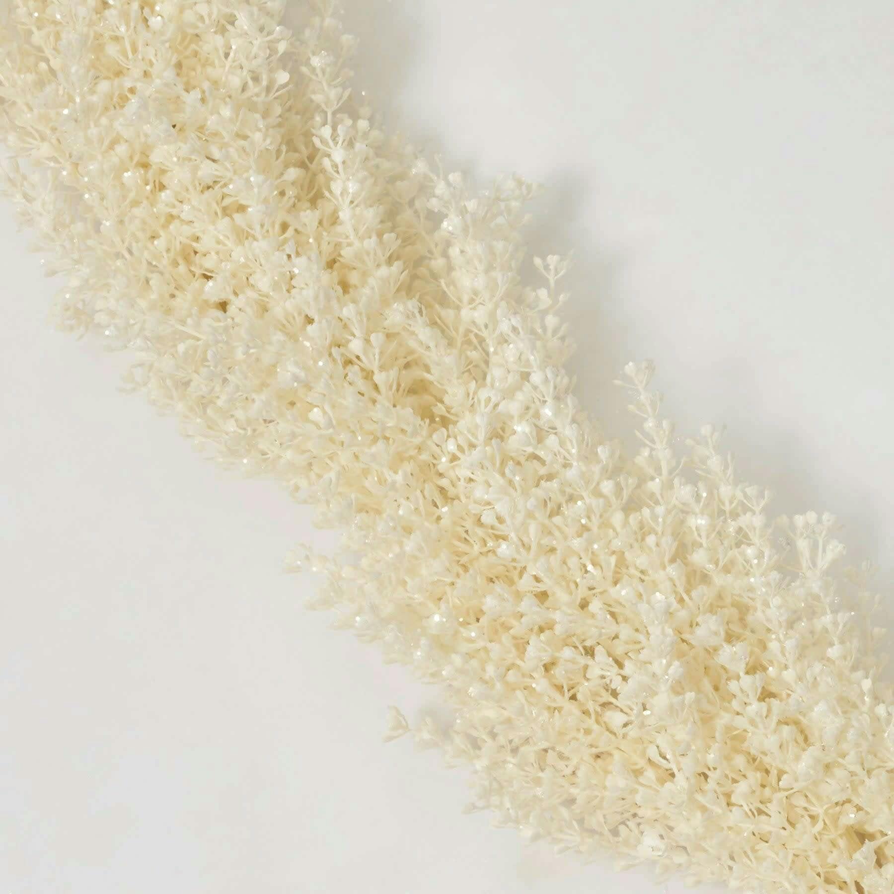 Frosted Shimmer Cream Baby's Breath Gypsophila Christmas Mantel Garland Holiday Table Runner
