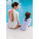 Girls Oasis Blue Gingham Rashguard One Piece
