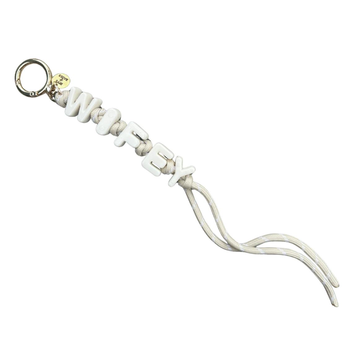 WIFEY Keychain Bag Charm, Ivory