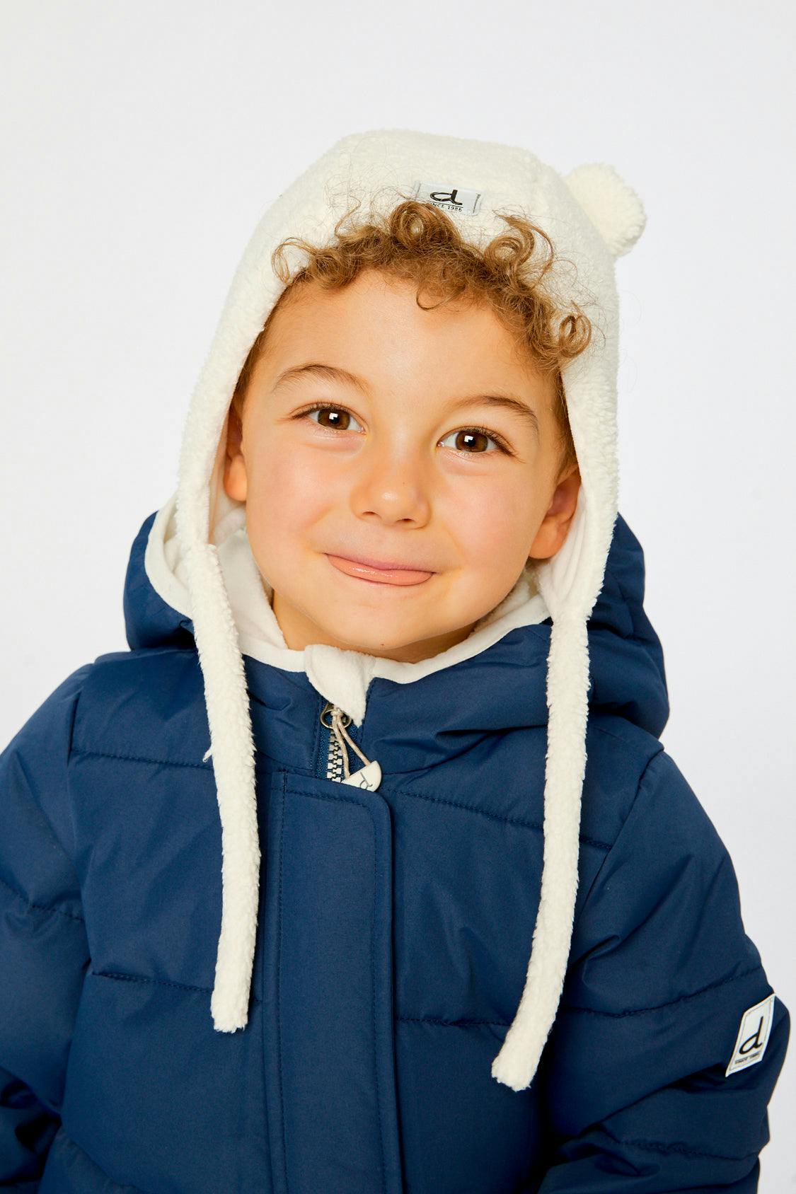 Baby Winter Sherpa Hat With Ear Flaps And Ears Off-White
