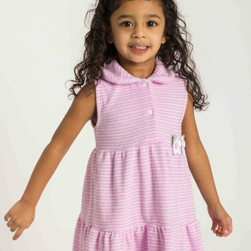 Stripe Terry Dress with Flowers