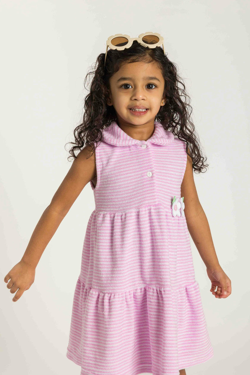 Stripe Terry Dress with Flowers