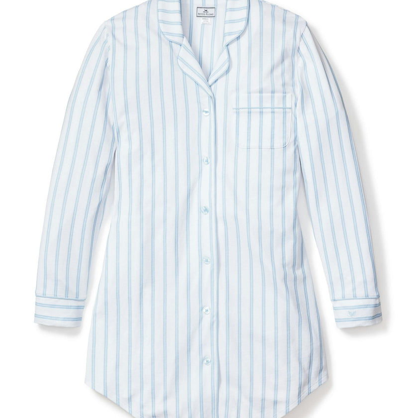 Women's Pima Nightshirt in Periwinkle Stripe