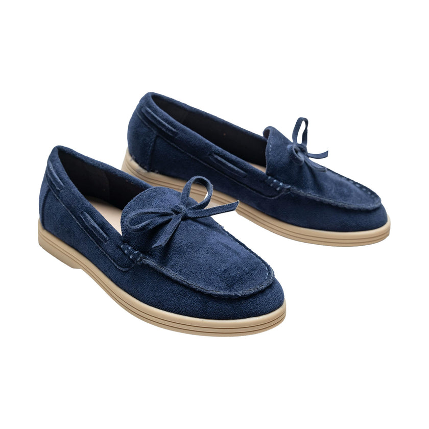 Navy Suede Formal Laced Loafers