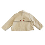 Girls Ramie Crop Trench - Strawberry Embroidery