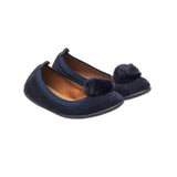 Suede Pom Pom Ballerina