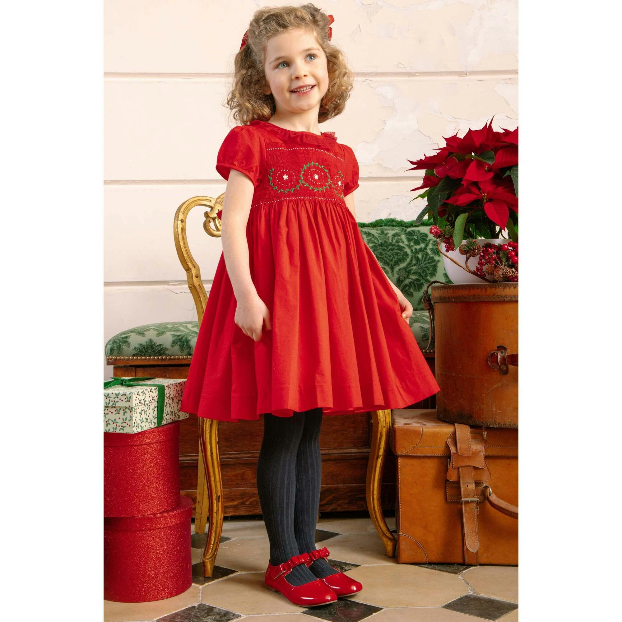 Sofia Red Smocked Dress