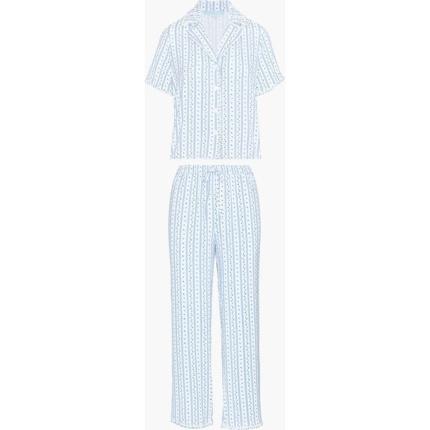 The Marina Pajama Set - Blue Petal Stripe