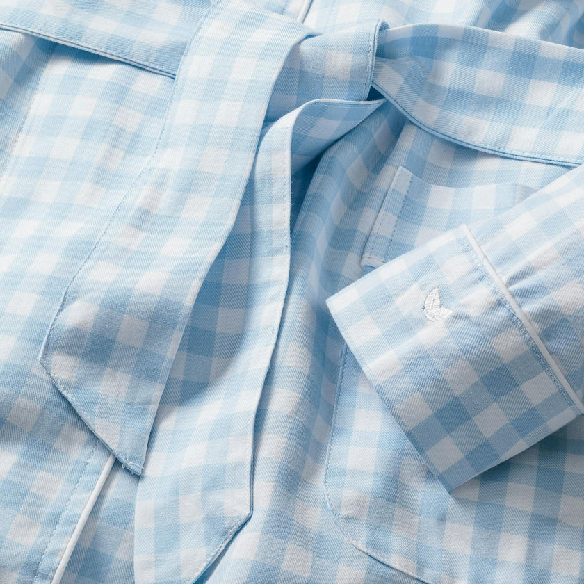 Kid's Twill Robe in Light Blue Gingham