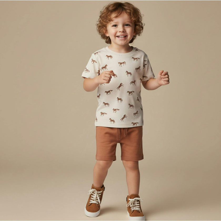 Organic Tee & Shorts Set - Horses