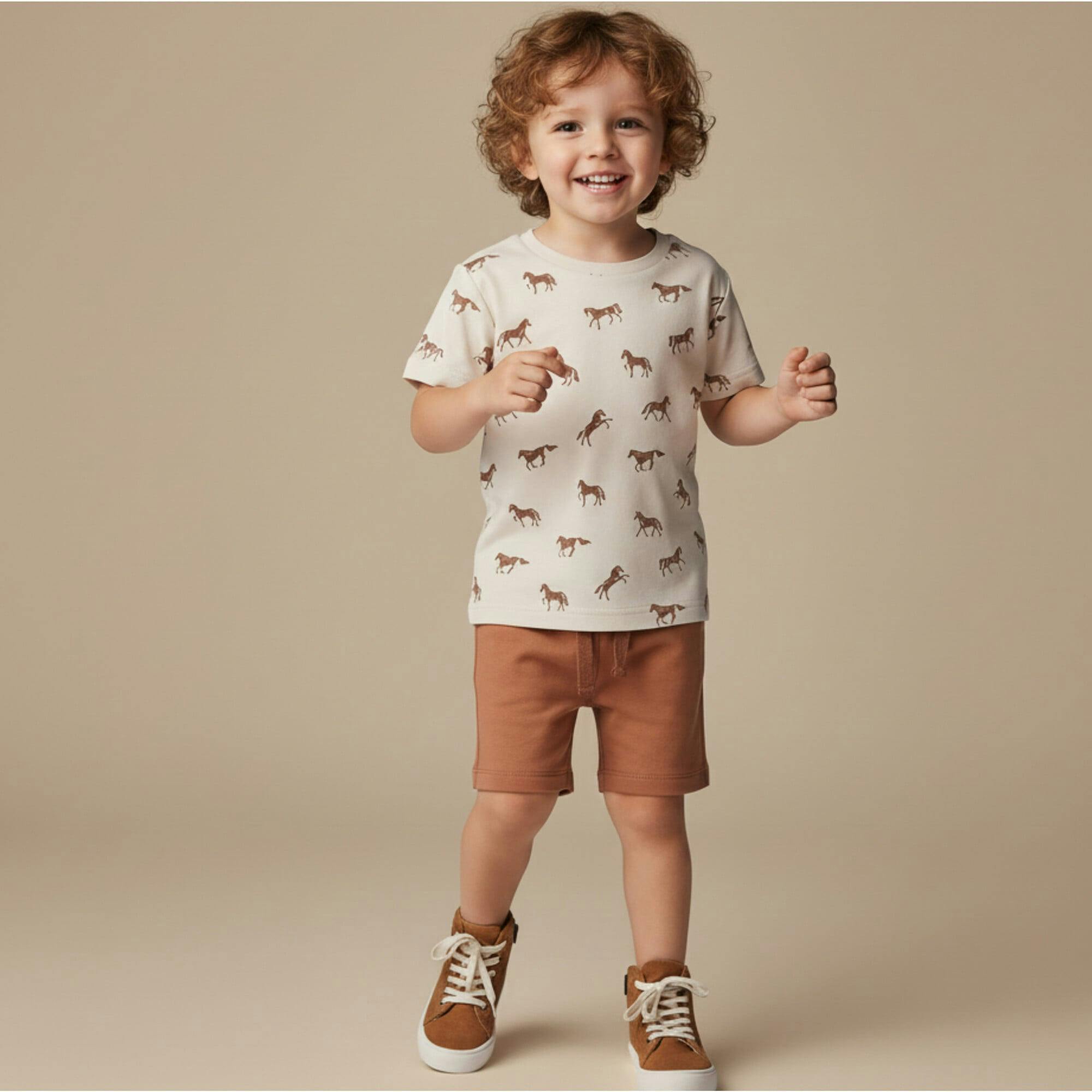 Organic Tee & Shorts Set - Horses