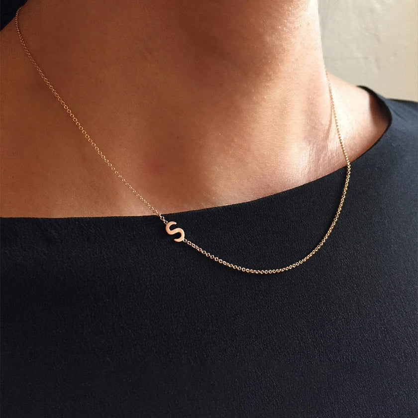 14K Gold Asymmetrical Initial Necklace