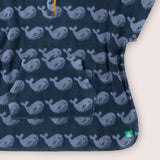 Singings Whale Kids Towel Poncho, Blue
