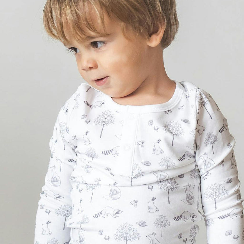 Gray Raccoon Pima Long Pajama Set