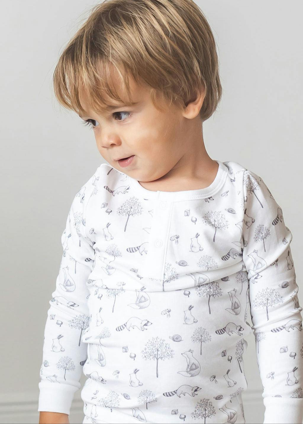 Gray Raccoon Pima Long Pajama Set