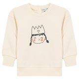 Crown Print Ribbed Button Front Sweatshirt