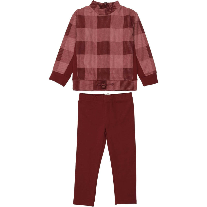 Baby Unisex Corduroy Plaid Neck Shirt & Solid Pant Set